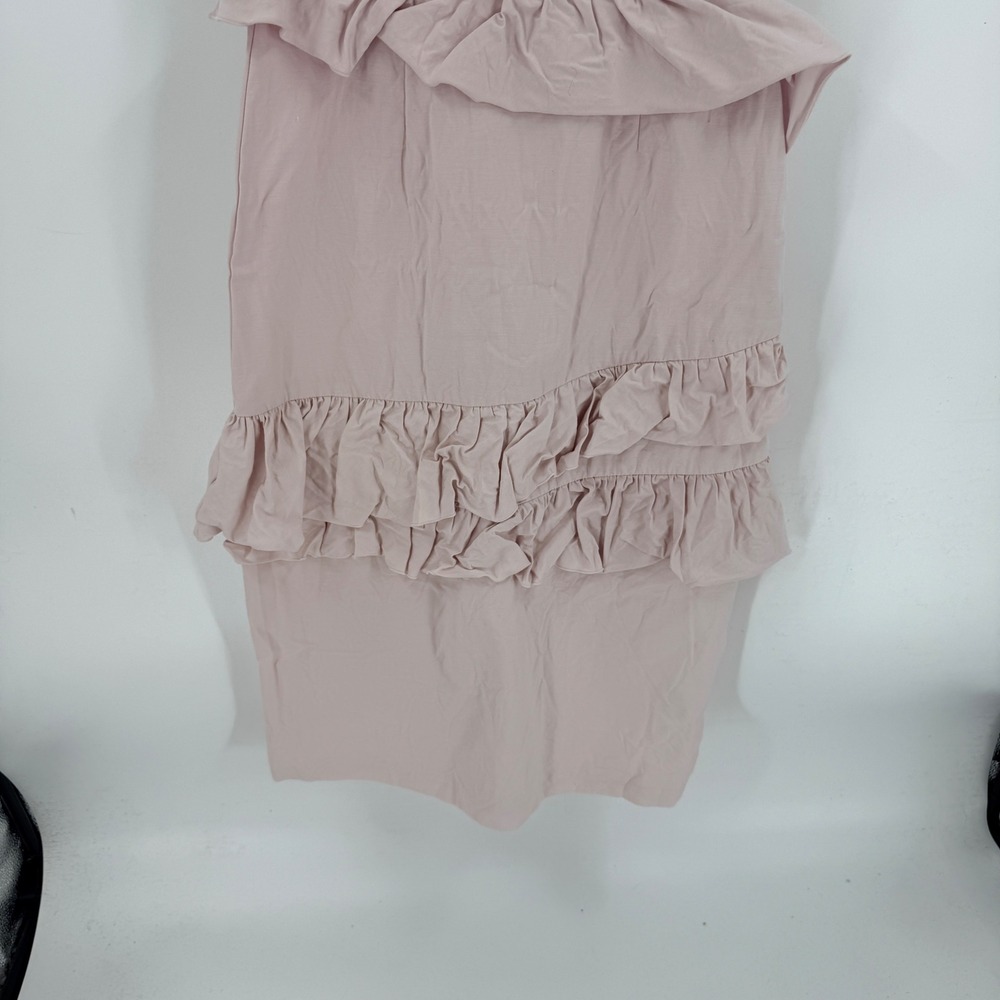 Brock Collection H&M Ruffle Midi Sheath Dress Blush Pink Side Zip Size S Small - Picture 7 of 8